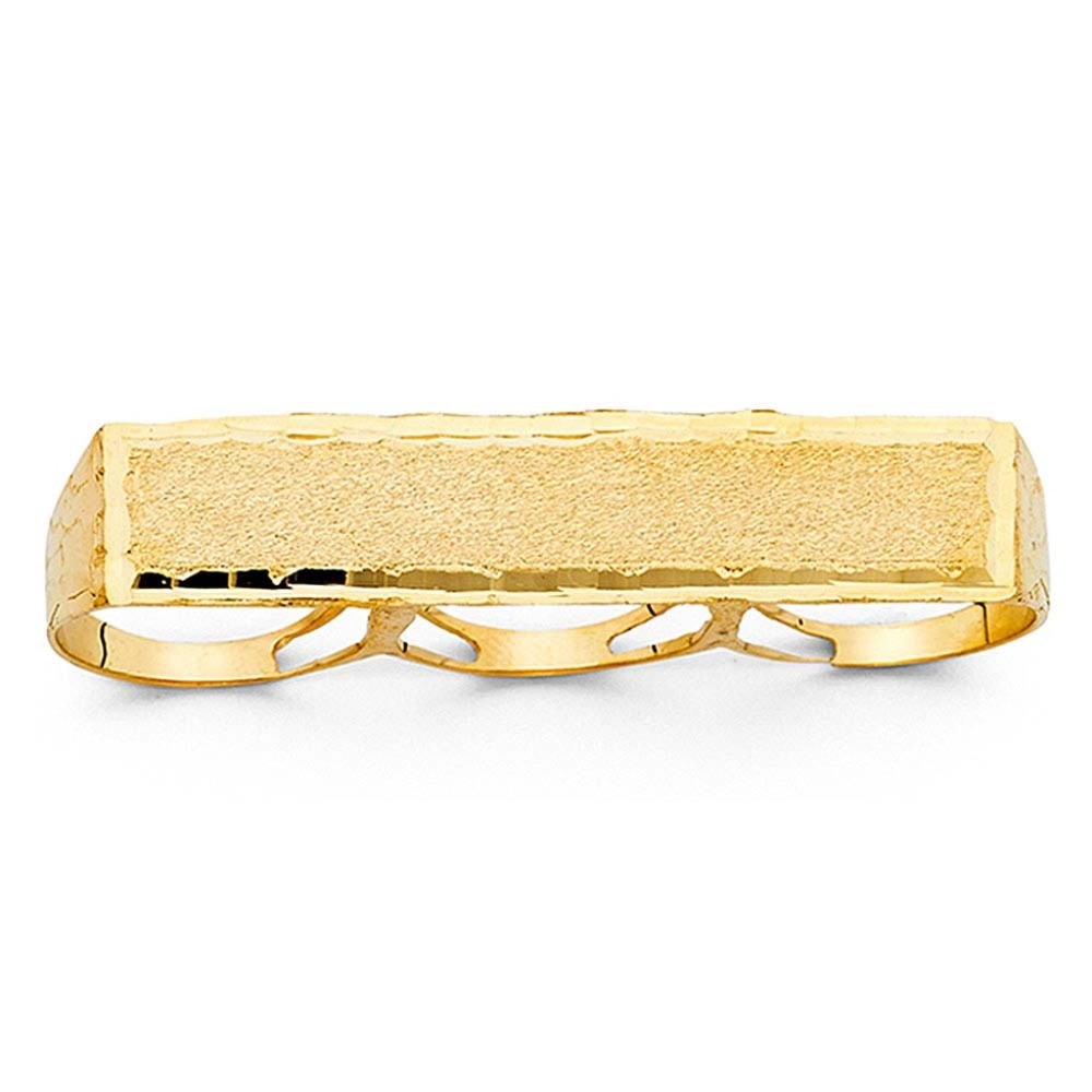 14K Yellow Gold 3 Finger Men's Ring
